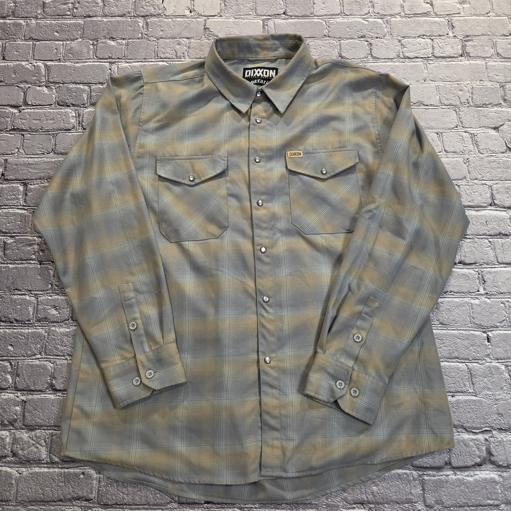Dixxon Shirt Mens 2XL Gray Plaid Generations Flannel Pearl Snap Button Up D-Tech